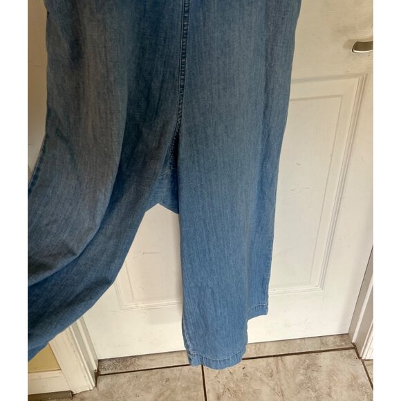 Madewell Blue Chambray Sleeveless Denim Wide Leg Romper Jumpsuit Size 12 - Picture 4 of 8